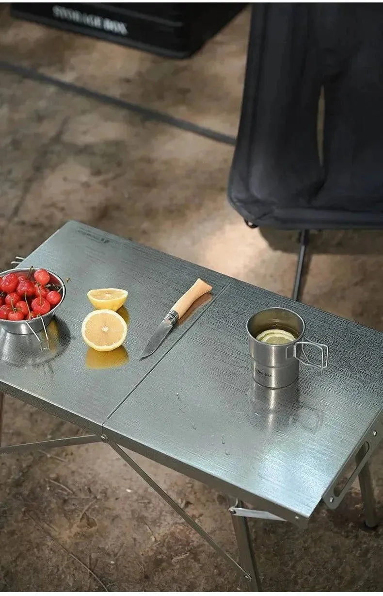 ShineTrip Outdoor Camping BBQ Heat Resistant Table Folding Table Portable Stainless Steel Picnic Table Camping Leisure Suppiles