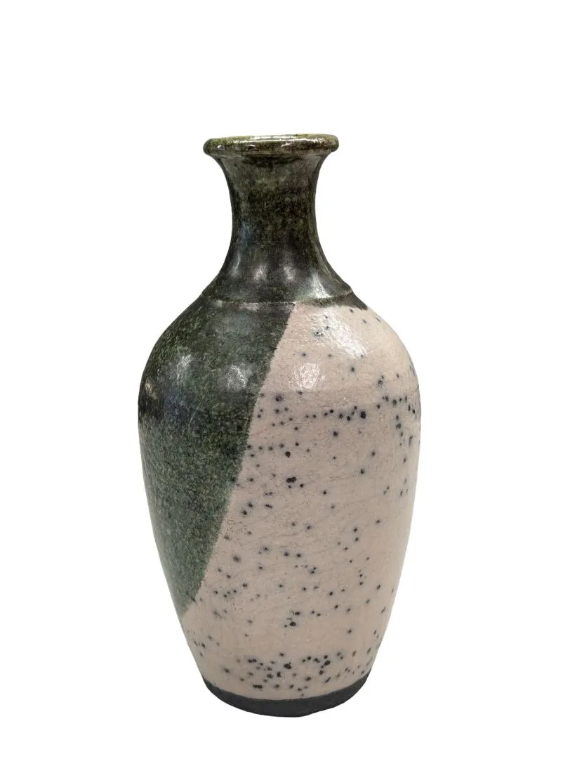 Signed Pottery Bud Vase w Cork