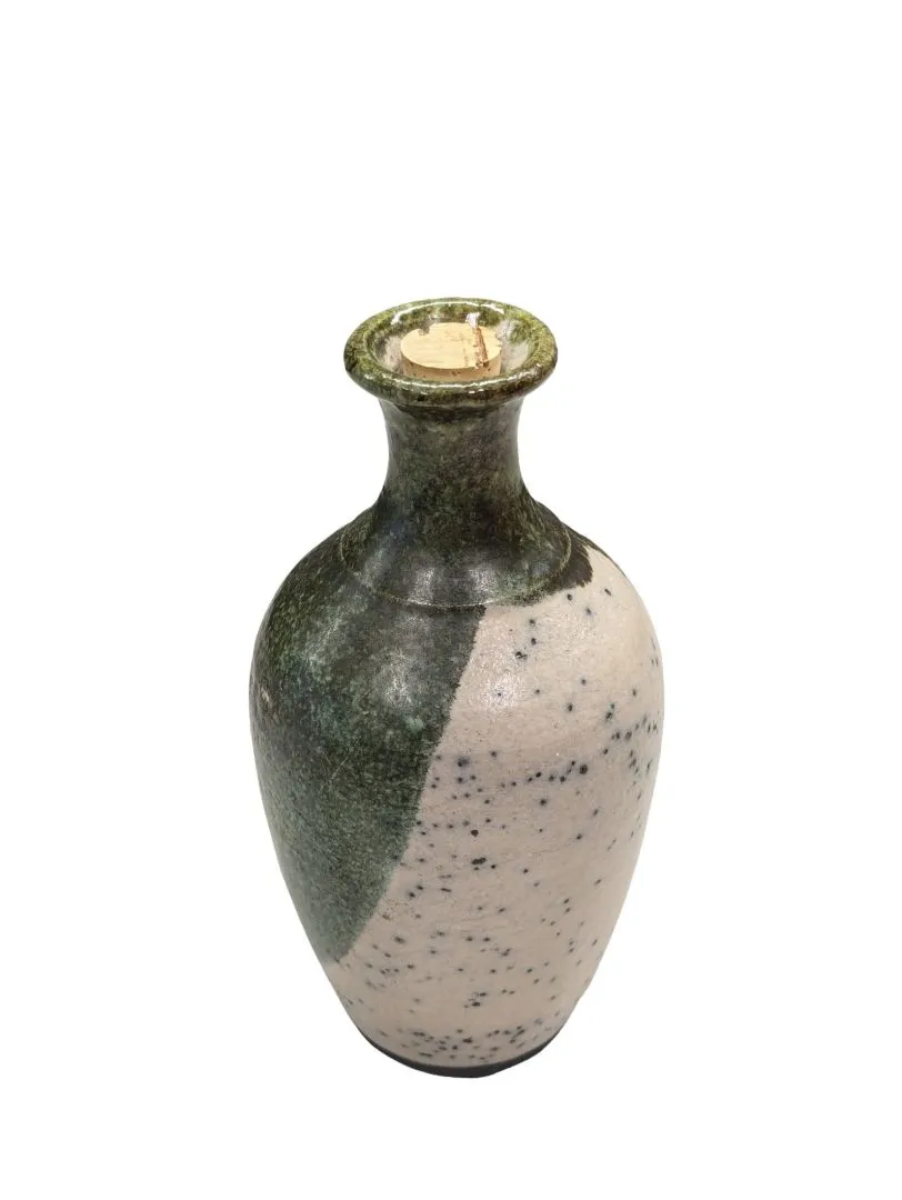 Signed Pottery Bud Vase w Cork