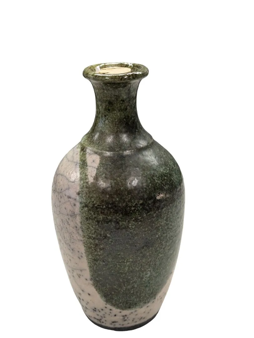 Signed Pottery Bud Vase w Cork