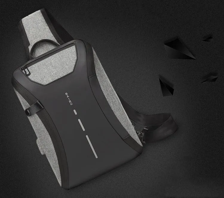 Smart WaterProof Sports Shoulder Bag With USB Port-Blue