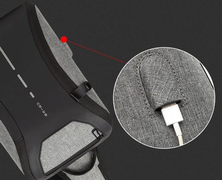 Smart WaterProof Sports Shoulder Bag With USB Port-Blue