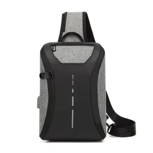 Smart WaterProof Sports Shoulder Bag With USB Port-Grey Smart WaterProof Sports Shoulder Bag With USB Port-Grey