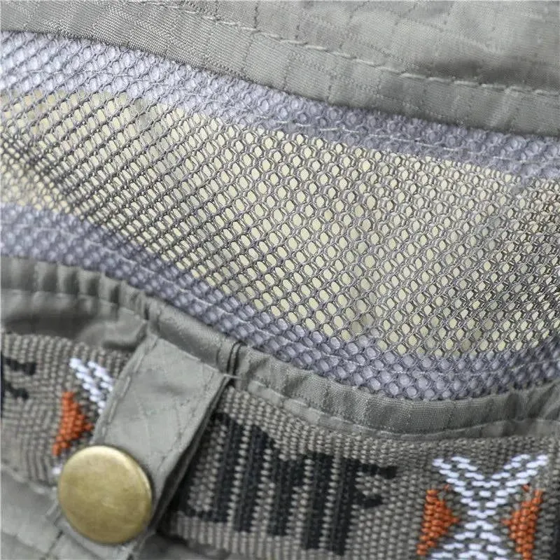 Summer Men Bucket Hat Outdoor UV Protection Wide Brim Panama Safari Hunting Hiking Hat Mesh Fisherman Hat Beach Sunscreen Cap