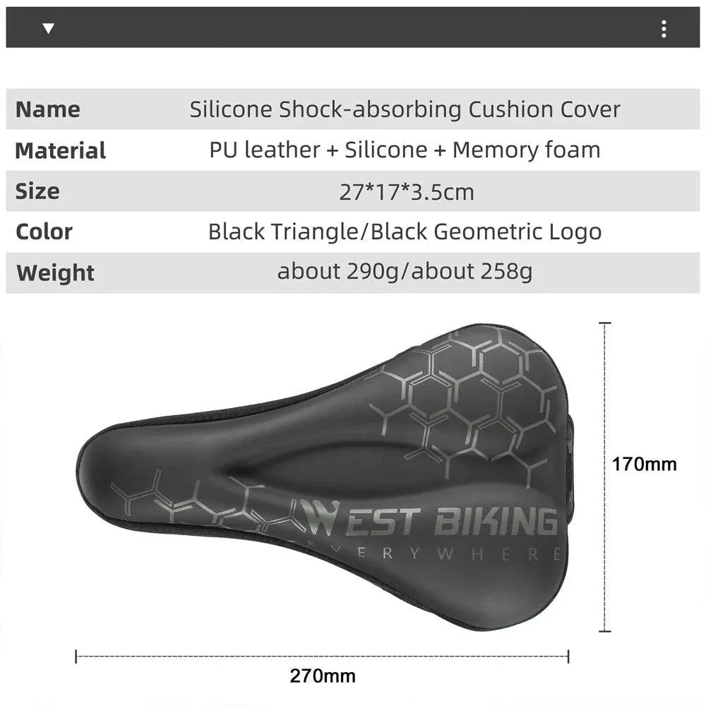 Thickened Bike Saddle Cover Soft Silicone Pad Road Bicycle Seats Cover Comfort Breathable AntiSlip Cycling Cushion Cover