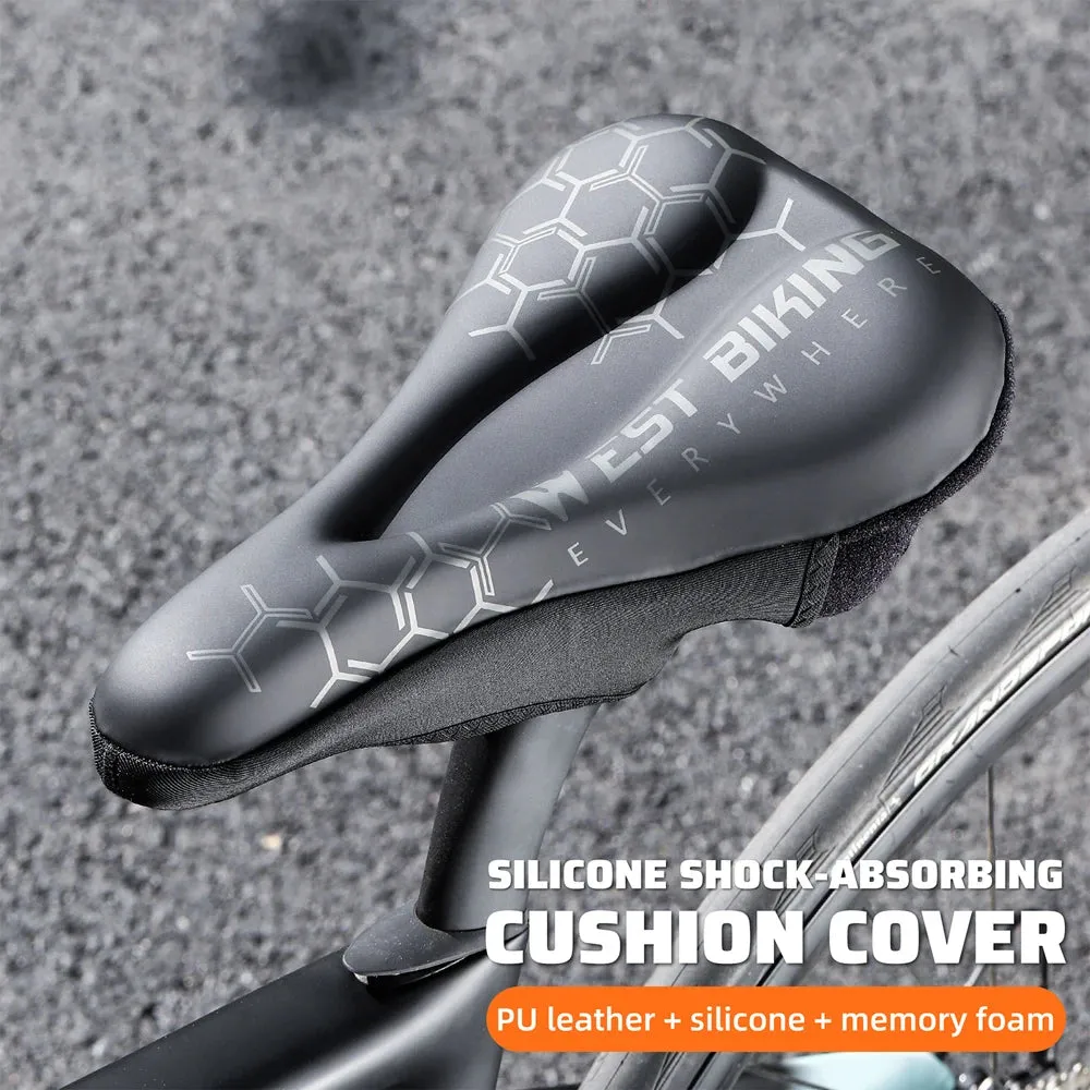 Thickened Bike Saddle Cover Soft Silicone Pad Road Bicycle Seats Cover Comfort Breathable AntiSlip Cycling Cushion Cover