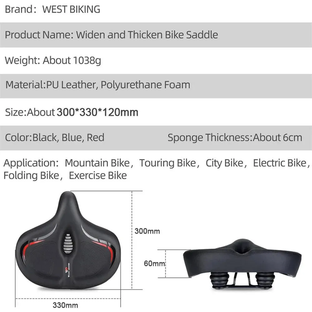 Thickened High Elasticity Bike Saddle Soft Waterproof PU Pad Road Bicycle Seats Comfort Breathable AntiSlip Cycling Cushion