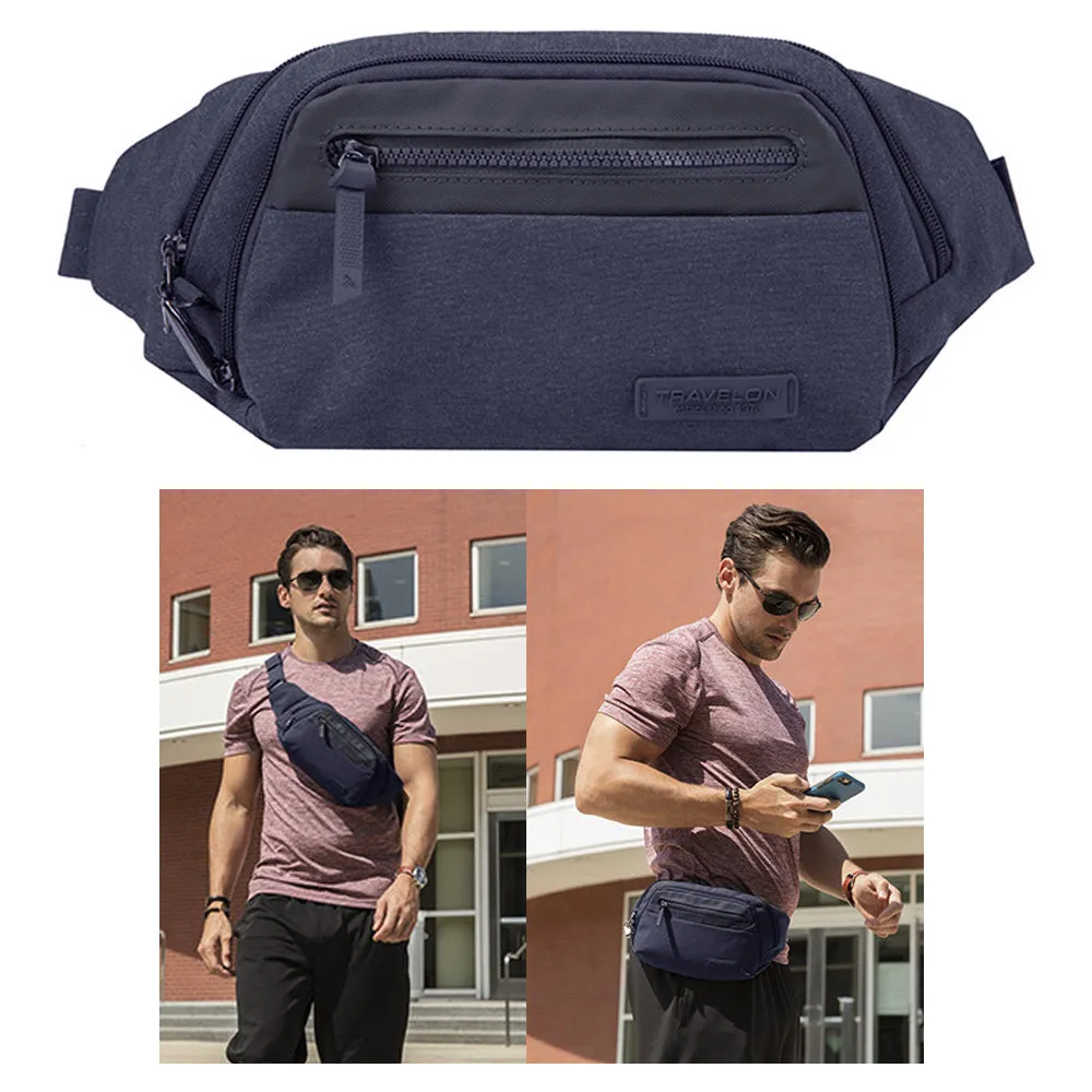 Travelon Anti Theft Fanny Pack RFID Blocking Waist Wallet Travel Bag Luxury Navy