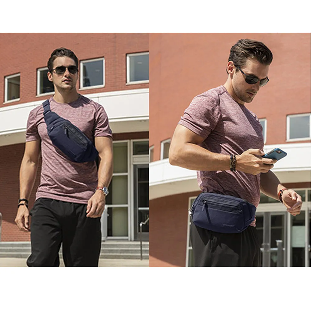 Travelon Anti Theft Fanny Pack RFID Blocking Waist Wallet Travel Bag Luxury Navy