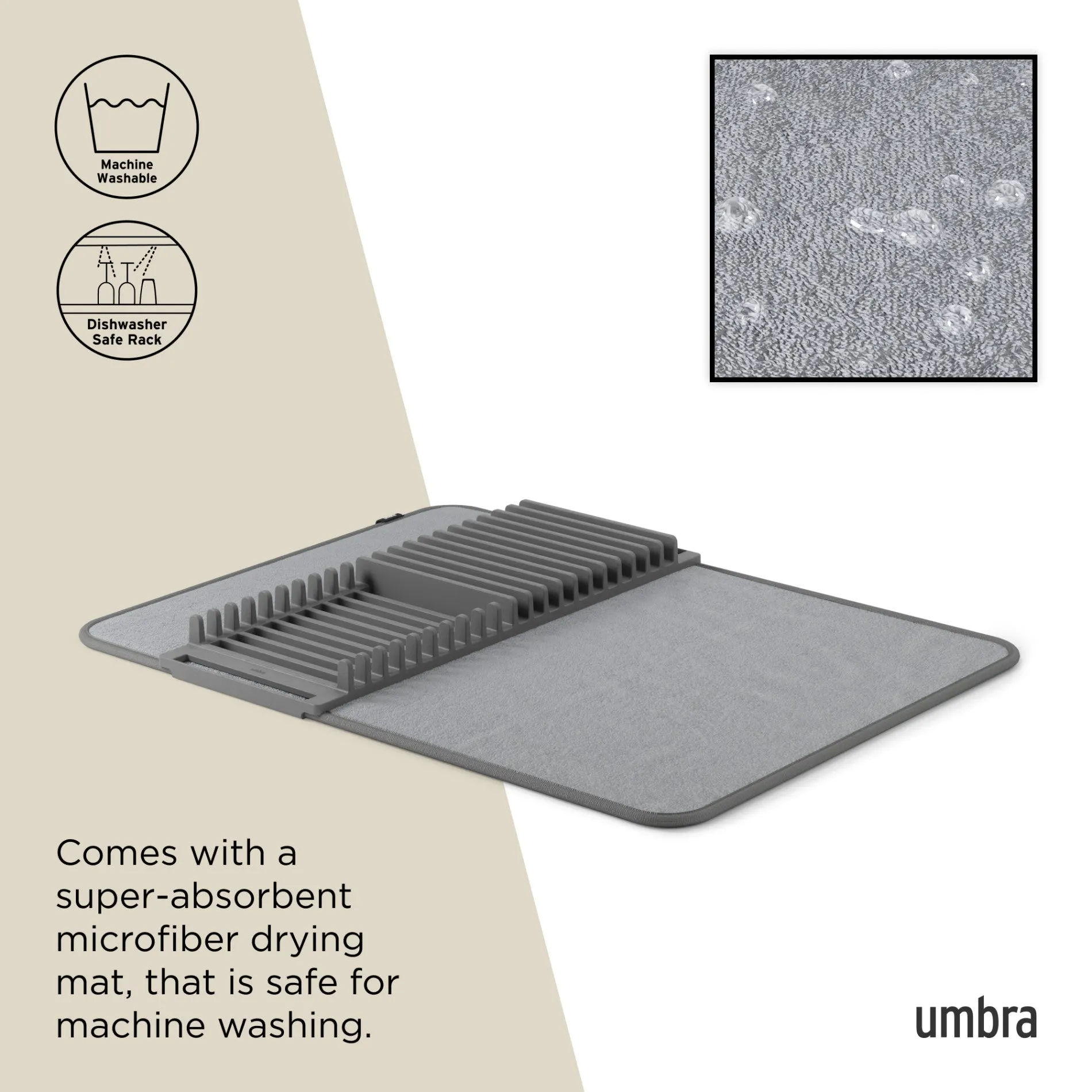 UDry Dish Drying Rack with Mat