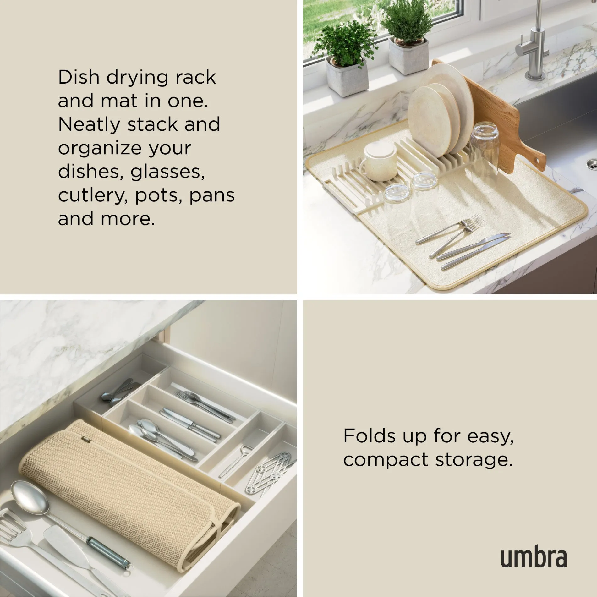 UDry Dish Drying Rack with Mat