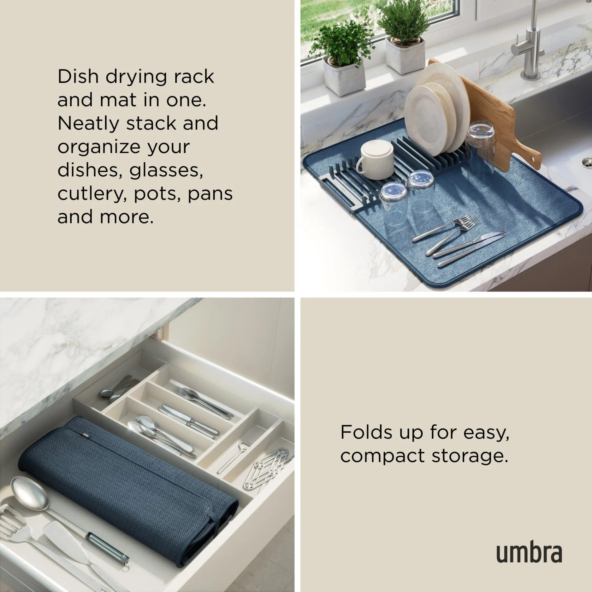 UDry Dish Drying Rack with Mat