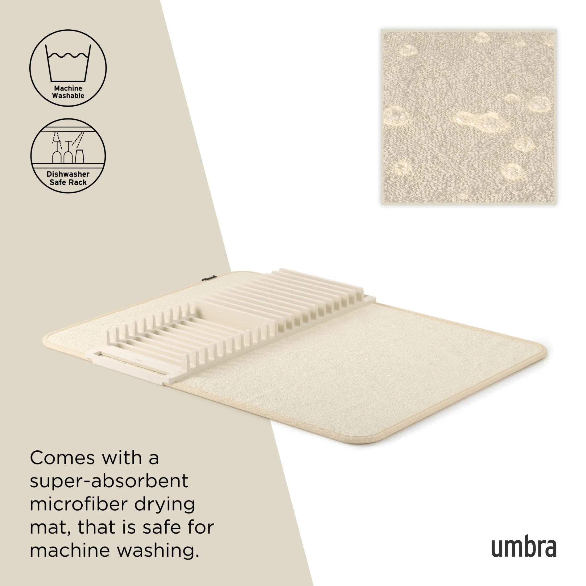 UDry Dish Drying Rack with Mat