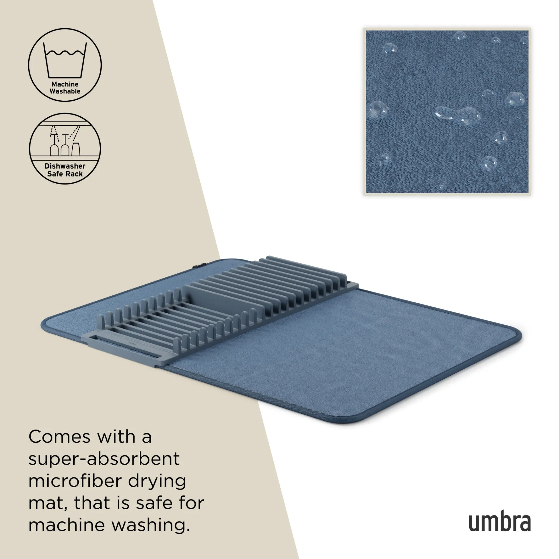 UDry Dish Drying Rack with Mat