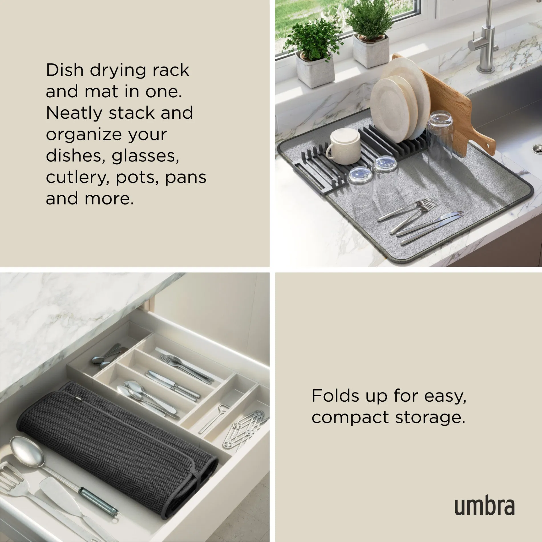 UDry Dish Drying Rack with Mat