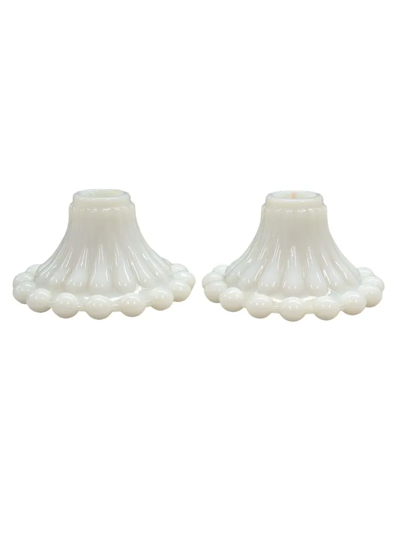 Vintage Anchor Hocking Milk Glass Candle Stick Holders