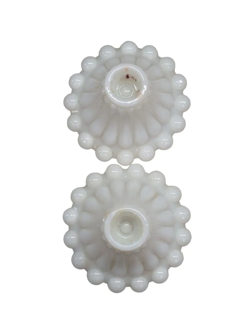 Vintage Anchor Hocking Milk Glass Candle Stick Holders