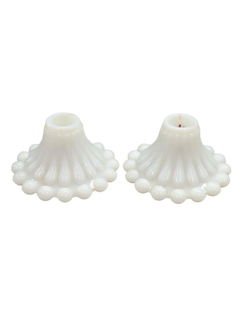 Vintage Anchor Hocking Milk Glass Candle Stick Holders