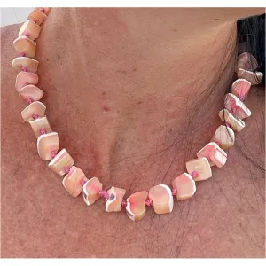 Vintage Signed Jewelry Les Bernard Necklace Natural Pink Shell Chunky Choker Vintage Signed Jewelry Les Bernard Necklace Natural Pink Shell Chunky Choker