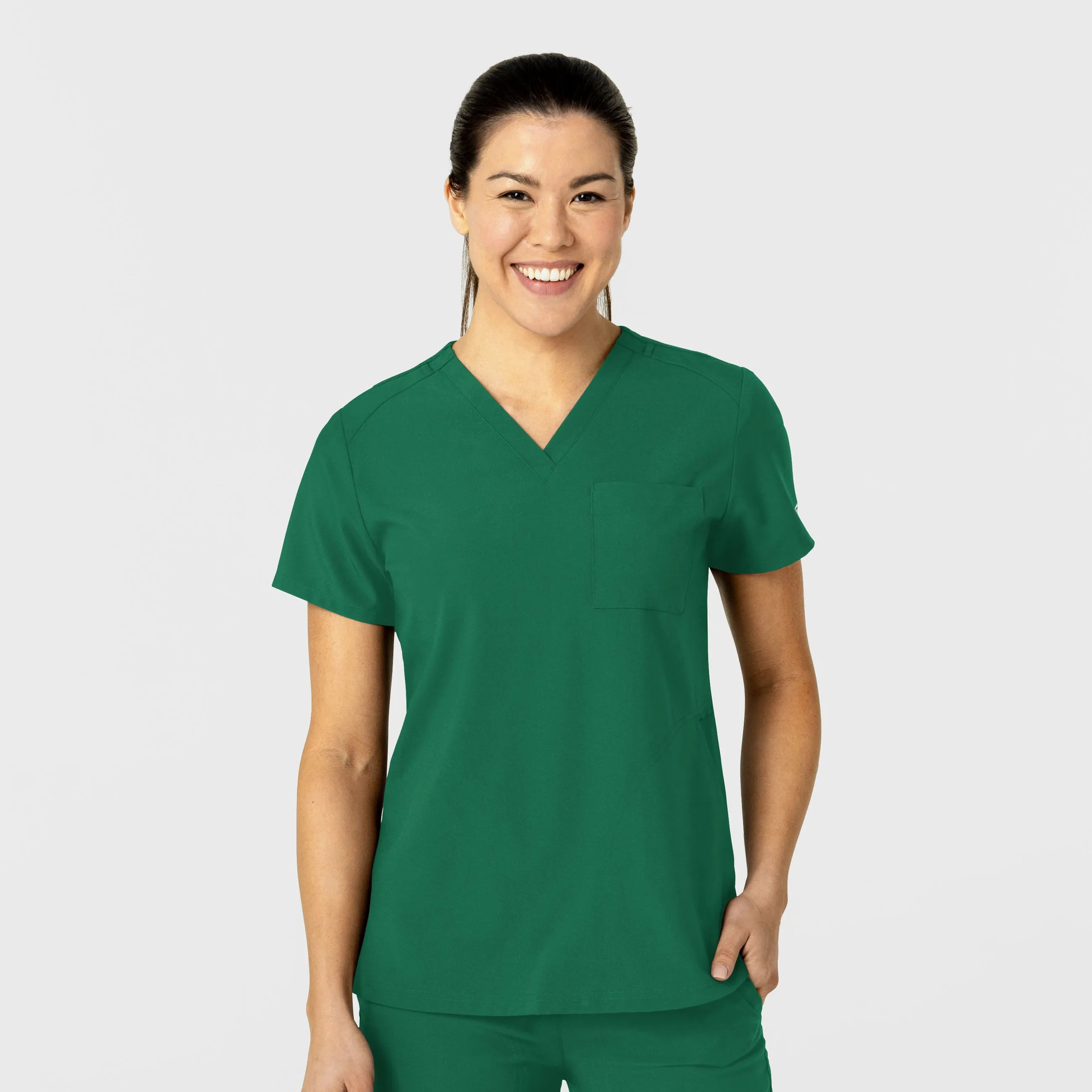 W123 Women's Flex-n-Reach V-Neck Scrub Top - Hunter