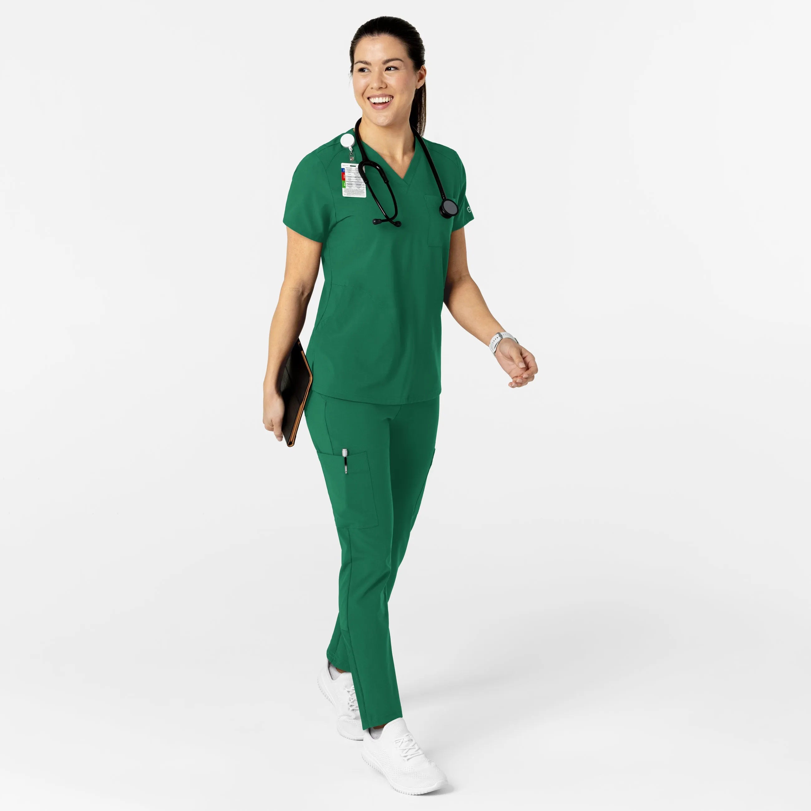 W123 Women's Flex-n-Reach V-Neck Scrub Top - Hunter