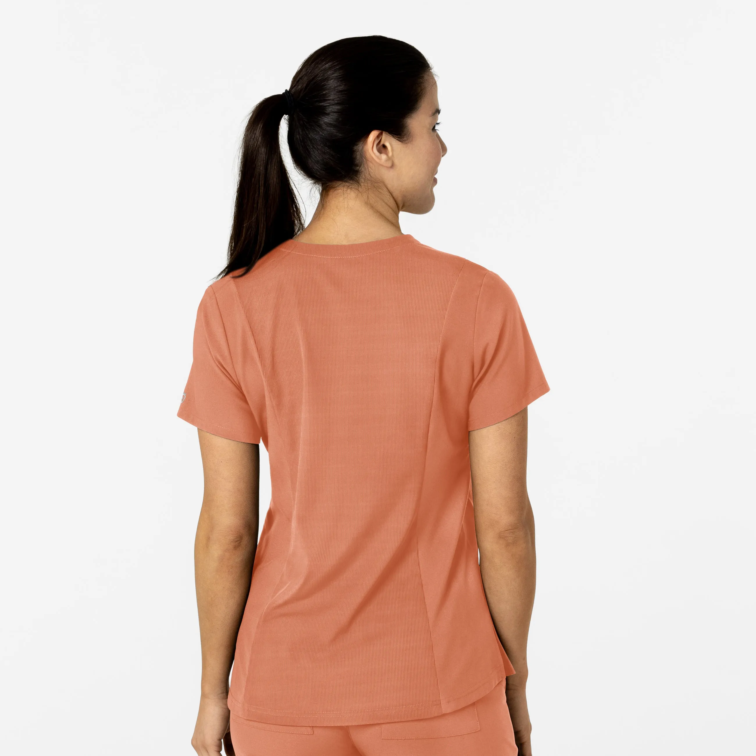 W123 Women's Flex-n-Reach V-Neck Scrub Top - Terracotta