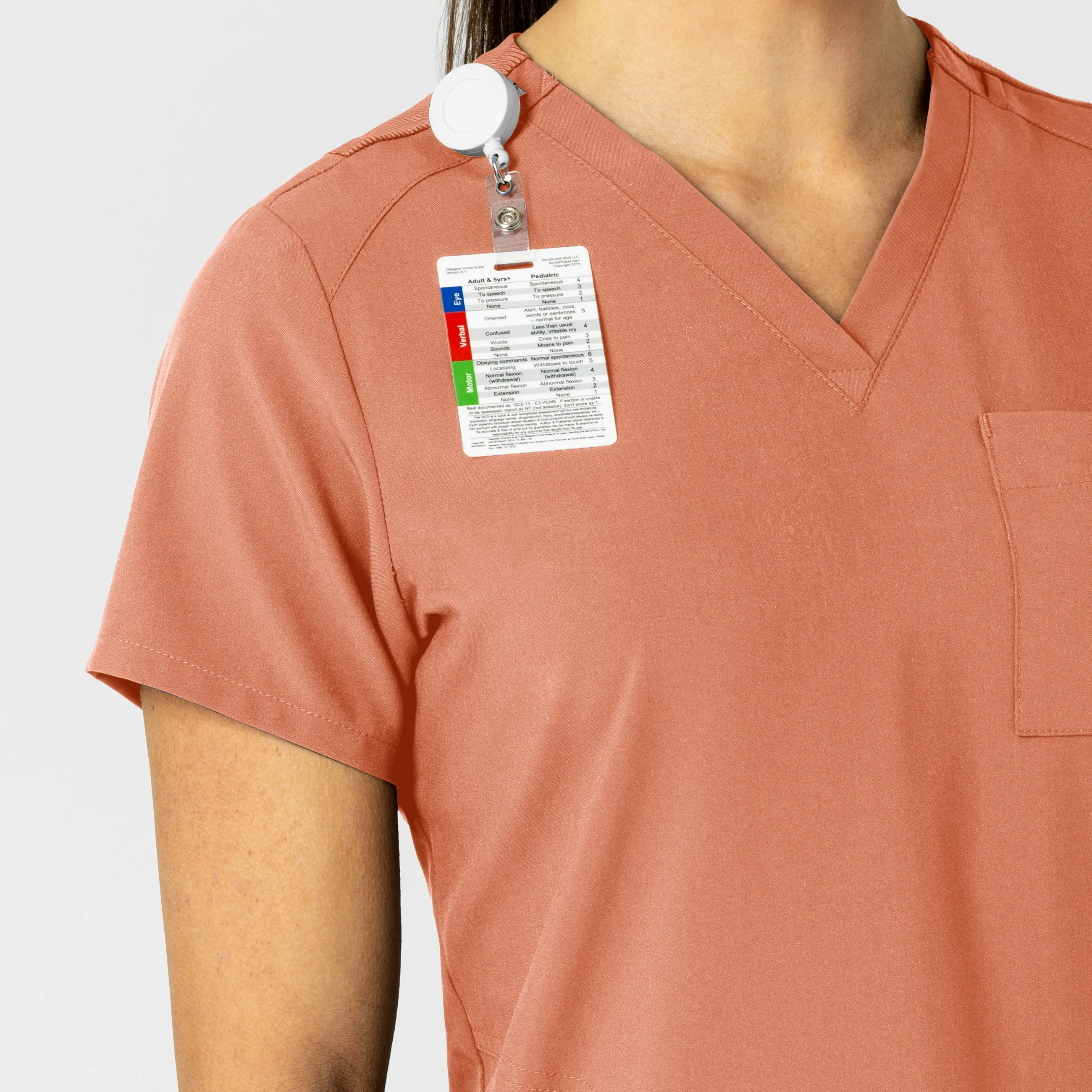 W123 Women's Flex-n-Reach V-Neck Scrub Top - Terracotta